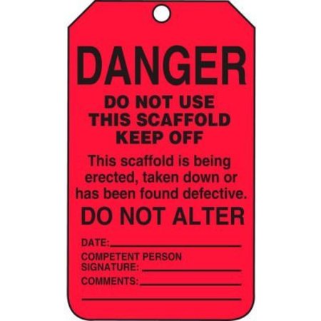 ACCUFORM Accuform Danger Do Not Use This Scaffold Keep Off Tag, PF-Cardstock, 25/Pack TSS101CTP